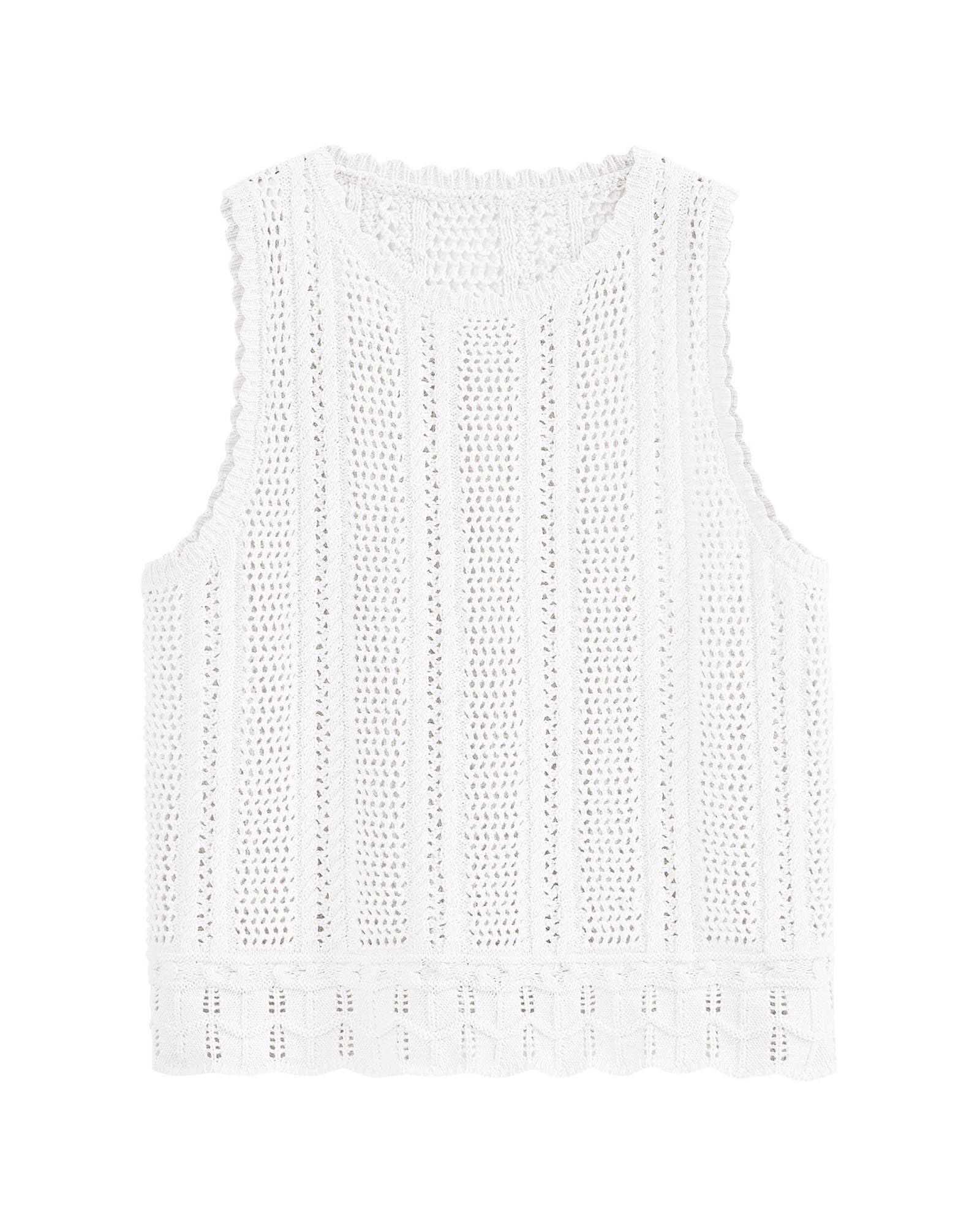 FreshPretty Crochet Tank Top Vacation Outfits for Women Sweater Vest Beach Cover Ups Spring Summer Sleeveless Cruise Resort Wear