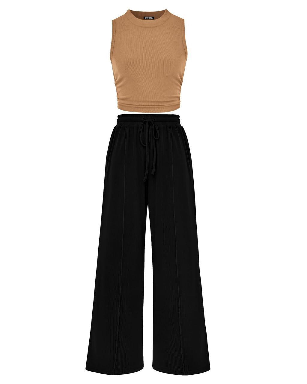 BTFBM Summer Outfits For Women Cropped Sleeveless Tank Tops Wide Leg Pants 2 Piece Sets Beach Lounge Set Clothing