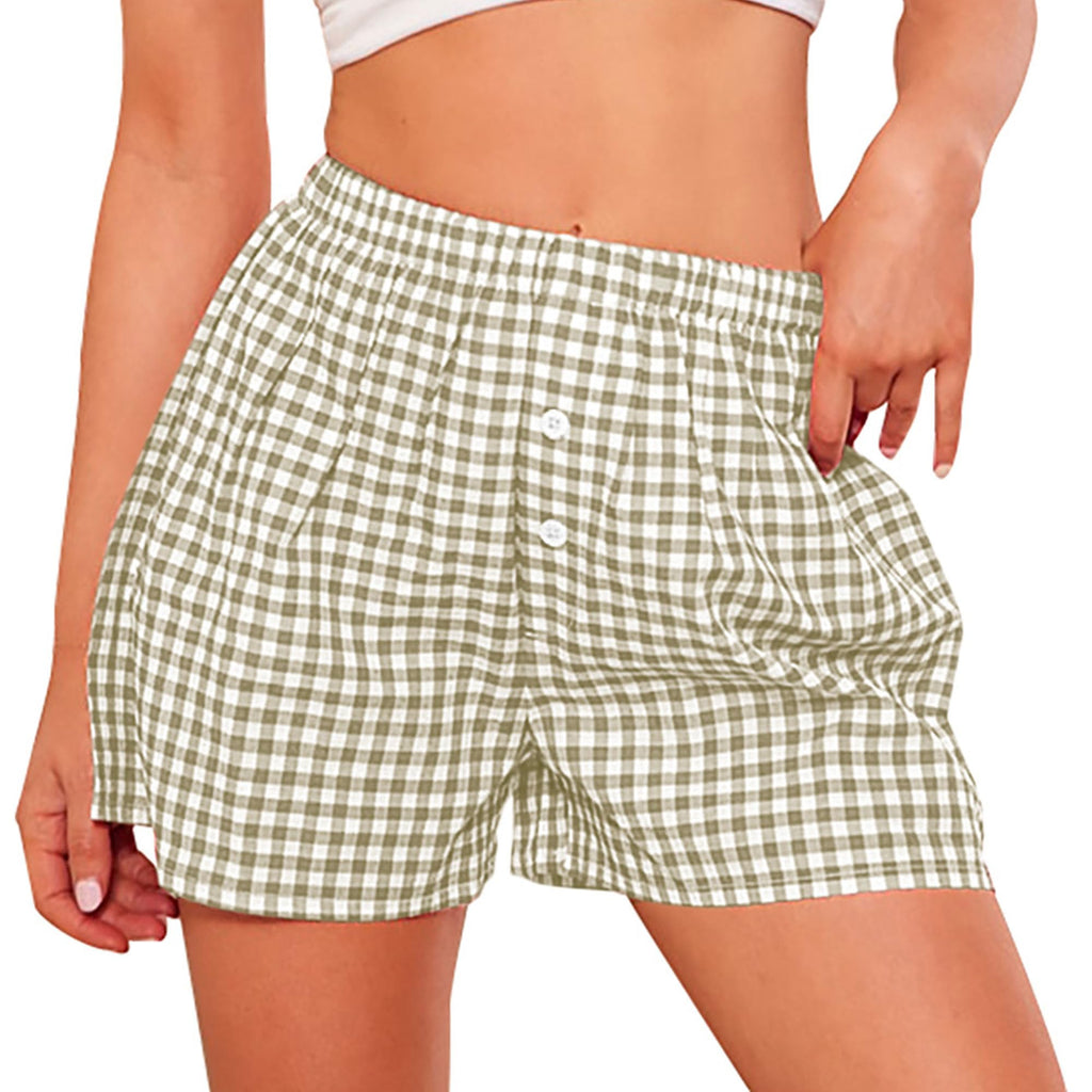 PRETTYGARDEN Womens Shorts Boxers Summer Gingham Pajama Lounge Sleep Y2K Plaid Pj Shorts Beach Bottoms