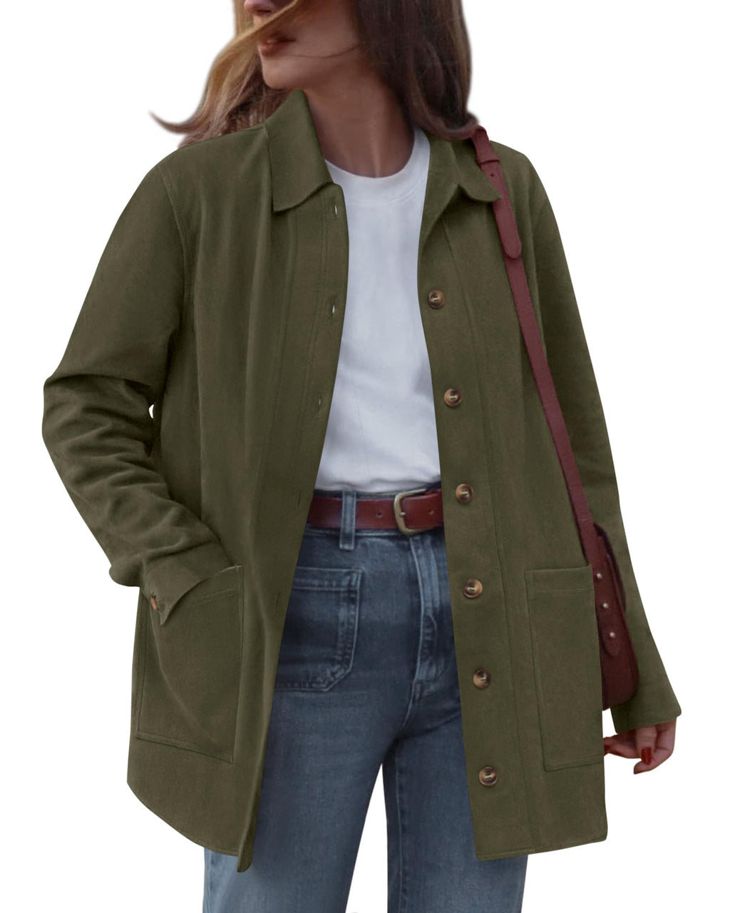 BTFBM Faux Suede Jacket Women Fall Fashion Leather Jackets Long Sleeve Button Down Winter Coats Shackets Outerwear