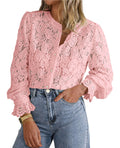 PRETTYGARDEN Women's Dressy Casual Lace Blouse Long Sleeve Button Up Shirts Tops Spring Fall Fashion Clothes