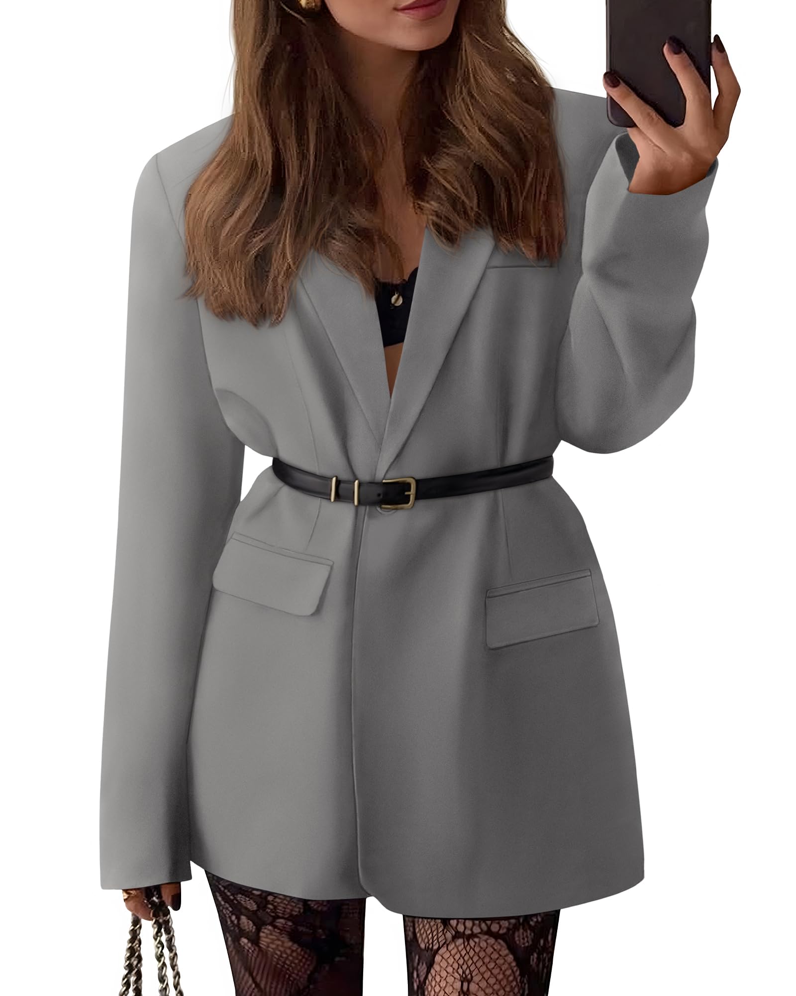 BTFBM Blazers for Women Spring Business Casual Clothes Open Front Oversized Winter Coats Work Office Suit Jackets