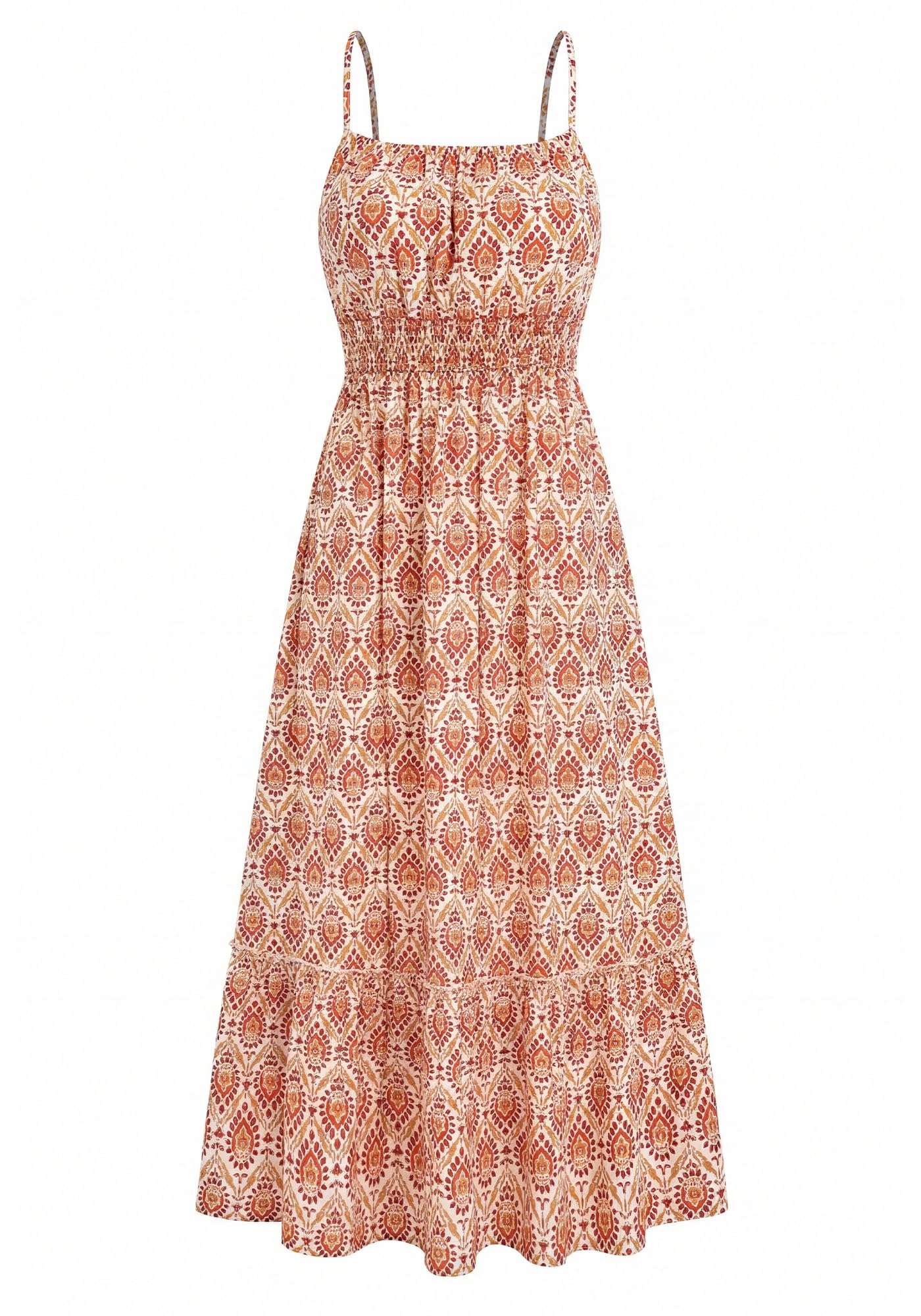 BTFBM Summer Dresses for Women Sundresses Sleeveless Spaghetti Strap Boho Beach Vacation Outfits Spring Maxi Dress