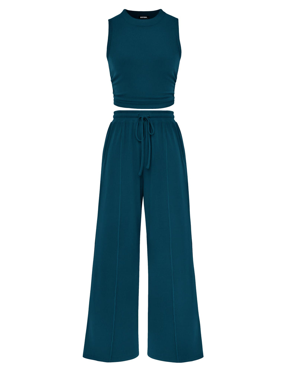 BTFBM Summer Outfits For Women Cropped Sleeveless Tank Tops Wide Leg Pants 2 Piece Sets Beach Lounge Set Clothing