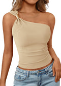 PRETTYGARDEN One Shoulder Going Out Tops for Women Trendy Summer Y2K Clothes Sleeveless Fitted Spring Fashion Shirts