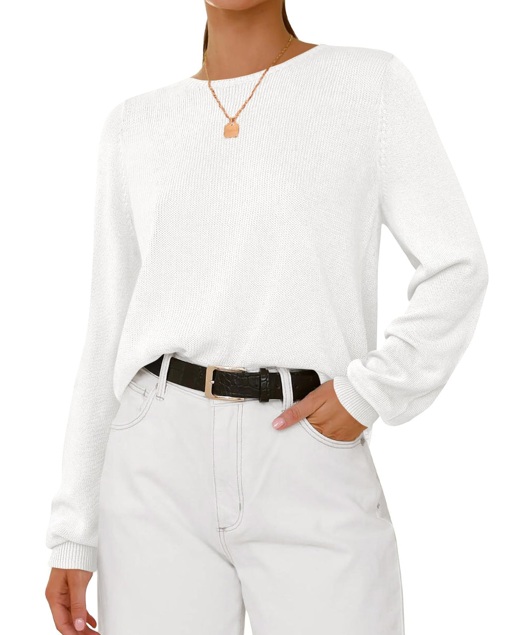 BTFBM Womens Long Sleeve Crew Neck Sweaters Spring Casual Classic Soft Loose Fit Basic Pullover Jumper Knit Top