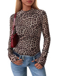PRETTYGARDEN Womens Fall Mesh Floral Blouses Long Sleeve Going Out Tops Slim Fitted Shirts Date Night Outfits