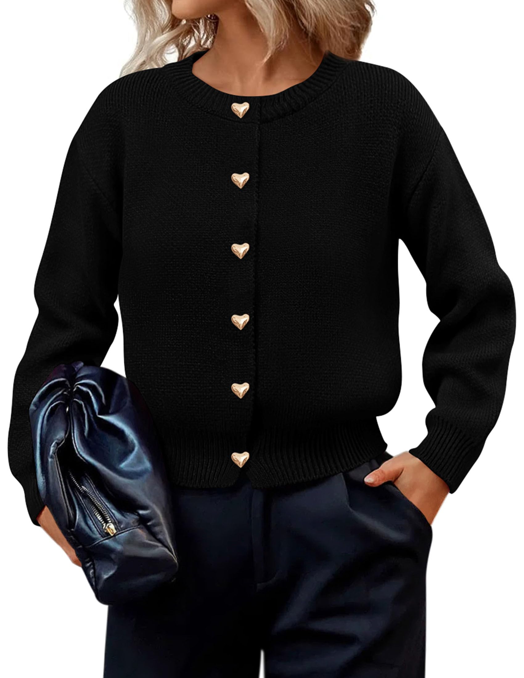PRETTYGARDEN Cardigan for Women Fall Fashion Long Sleeve Trendy Button Down Work Office Sweaters Cute Winter Jacket