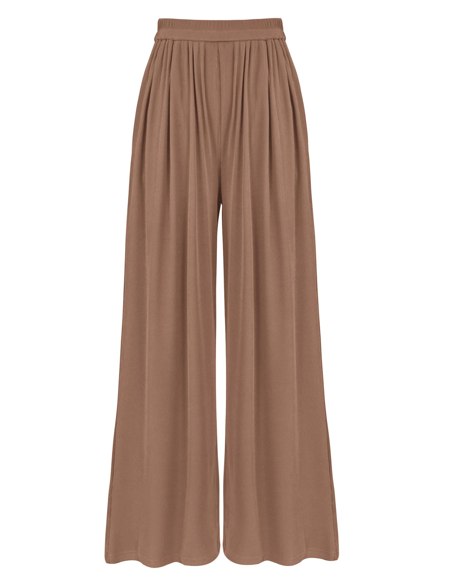 BTFBM Palazzo Pants for Women Spring Summer Clothes Pockets High Waist Casual Knit Flowy Wide Leg Trousers
