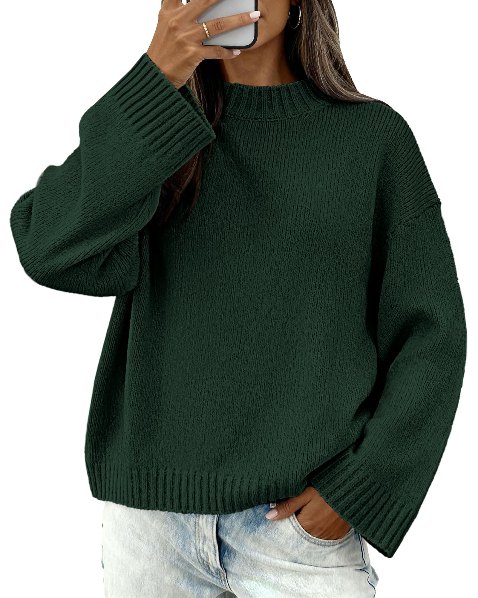 BTFBM Sweaters for Women Casual Crewneck Long Sleeve Loose Ribbed Knit Pullover Sweater Winter Clothes Fall Outfits