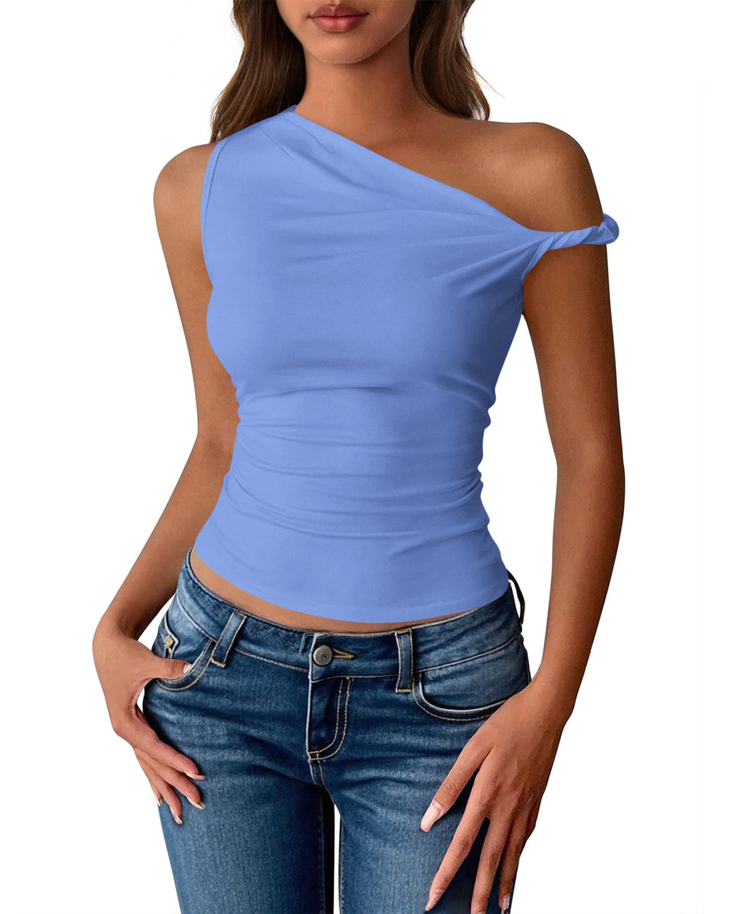 FreshPretty Off The Shoulder Tops for Women Cute Summer Casual Sleeveless Slim Fit y2k Spring Outfits Going Out Tank Top