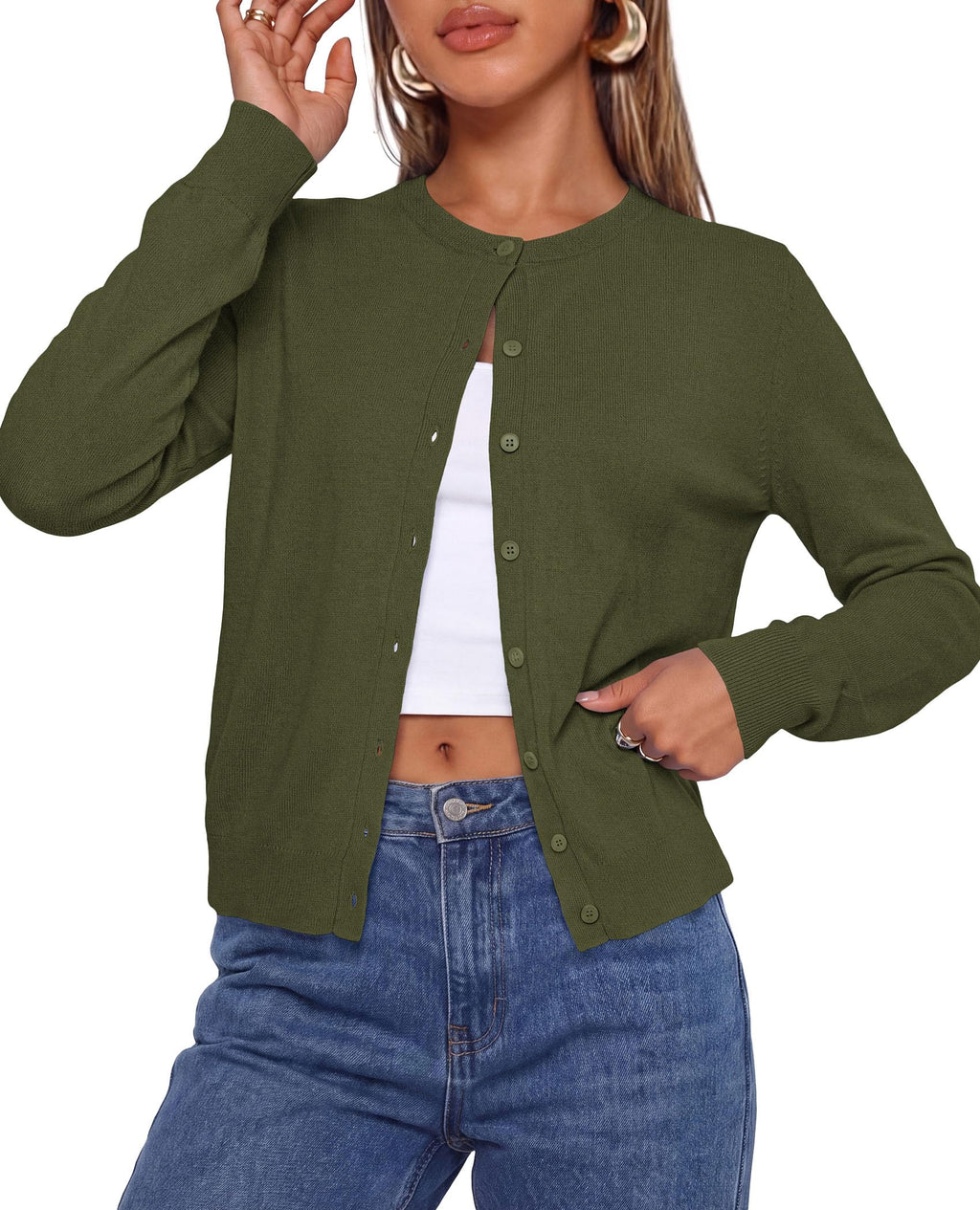 PRETTYGARDEN Lightweight Cardigans for Women Knit Sweaters Long Sleeve Button Down Shirts, Casual Work Office Going Out Tops, Fall Winter Layering Clothes, Bolero Shrugs for Dresses