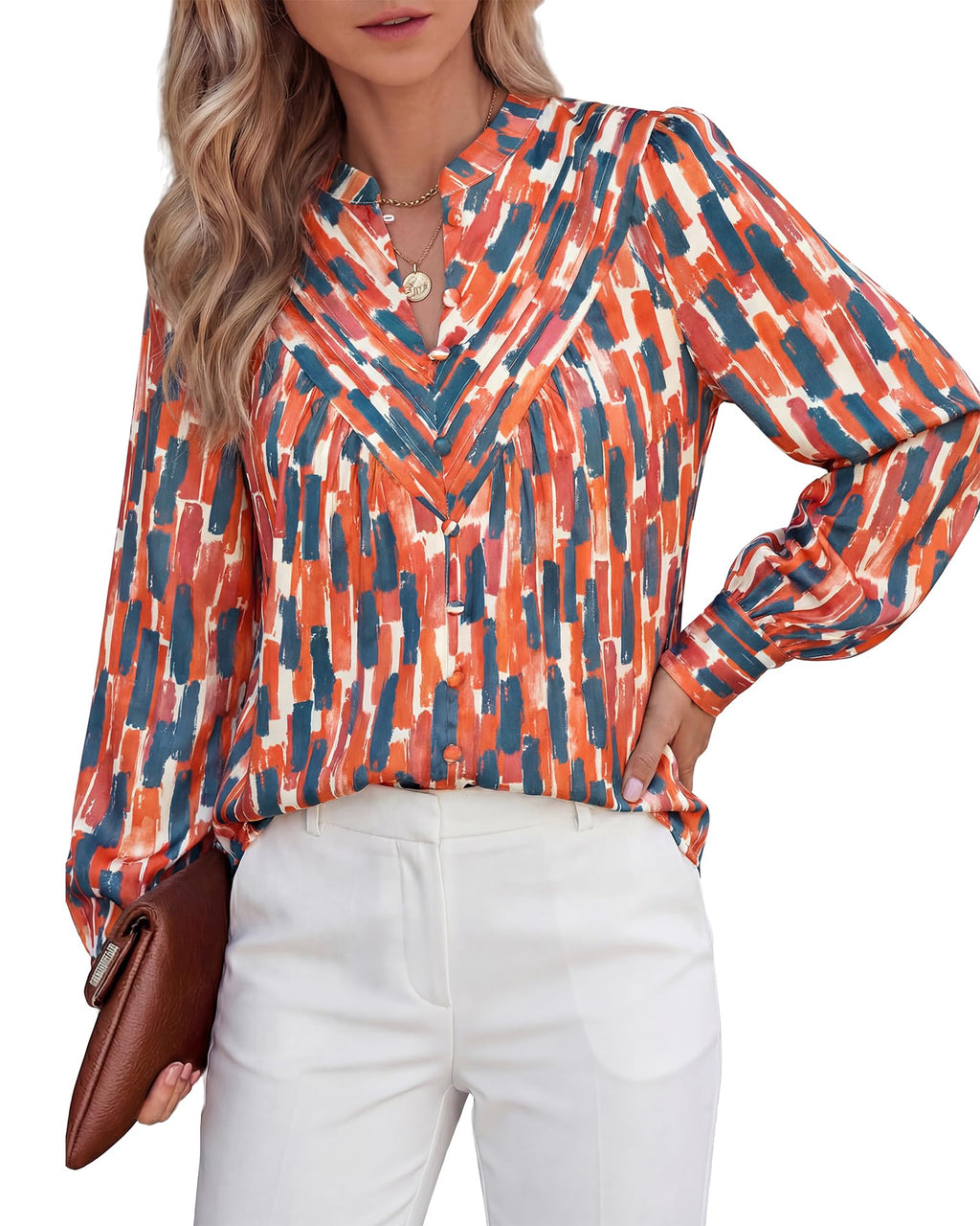 BTFBM Womens Tops Dressy Casual Spring Boho Floral V Neck Long Sleeve Half Button Down Shirt Work Business Blouses
