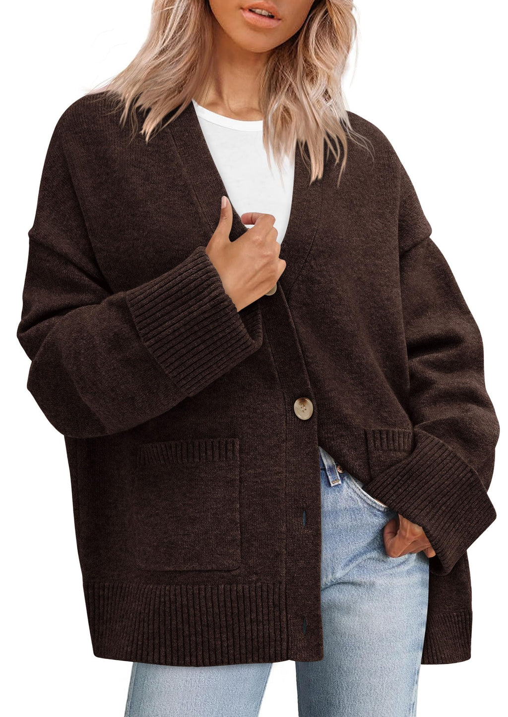 PRETTYGARDEN Women's Oversized Cardigan Sweaters Trendy Chunky Knit Long Sleeve V Neck Button Down Fall Winter Outfits