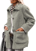 PRETTYGARDEN Women's Winter Faux Fur Coats Long Sleeve Lapel Button Down Pockets Fleece Sherpa Jacket Casual Trendy Outerwear