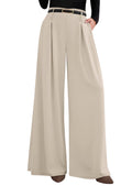 PRETTYGARDEN Womens Spring Wide Leg Trousers High Elastic Waist Loose Pleated Long Flowy Palazzo Work Pants with Pockets