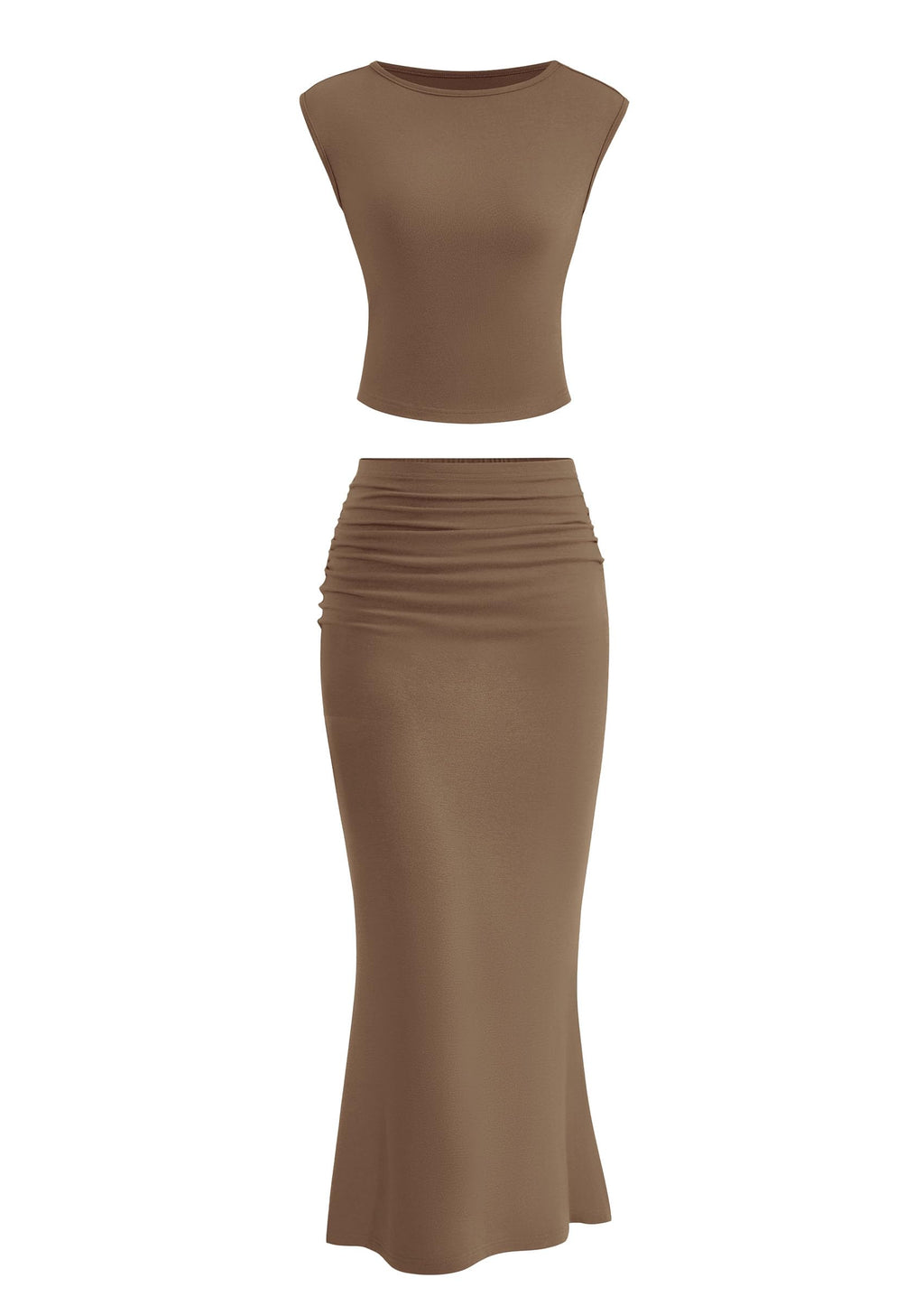 PRETTYGARDEN Skirt Sets Women 2 Piece Outfits Summer Outfits Going Out Crop Tops Long Maxi Skirts Beach Vacation Clothes