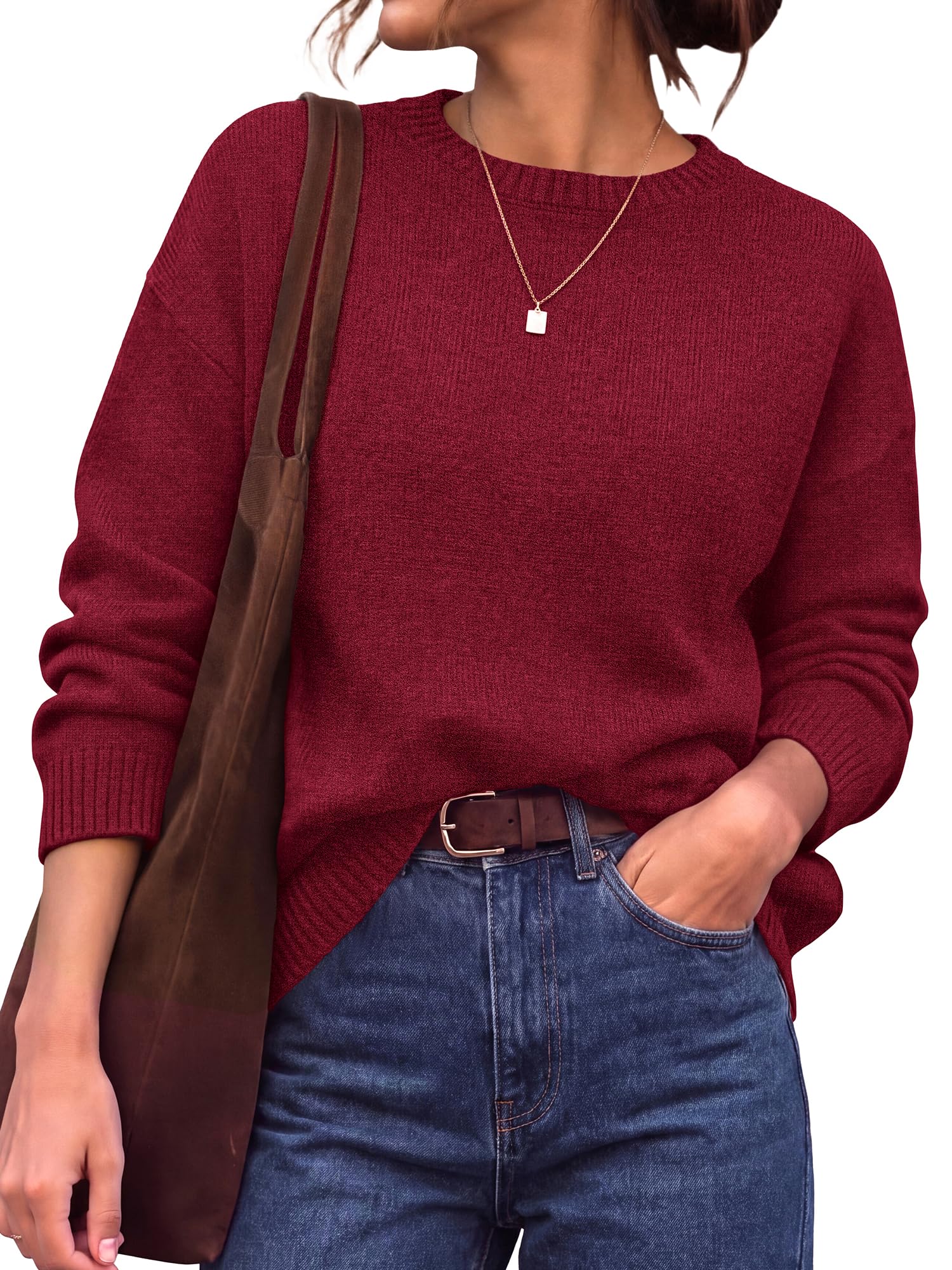 BTFBM Oversized Sweaters for Women Fall Clothes Crewneck Winter Outfits Drop Shoulder Tunics, Long Sleeve Pullover Tops, Loose Fit Tunic Tops, Casual Cozy Fashion Clothing, Going Out Outfits