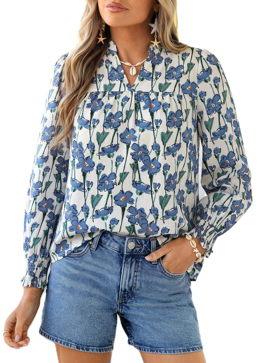 PRETTYGARDEN Women's Boho Floral Blouses Dressy Casual
