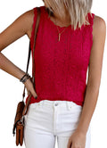 BTFBM Crochet Tops for Women Sleeveless Knit Sweater Vest Tank Top Summer Spring Cover Ups Beach Vacation Clothes