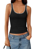 FreshPretty Sleeveless Tops for Women Summer Scoop Neck Tank Stitch Ribbed Knit Sweater Vest Casual Beach Vacation Outfit