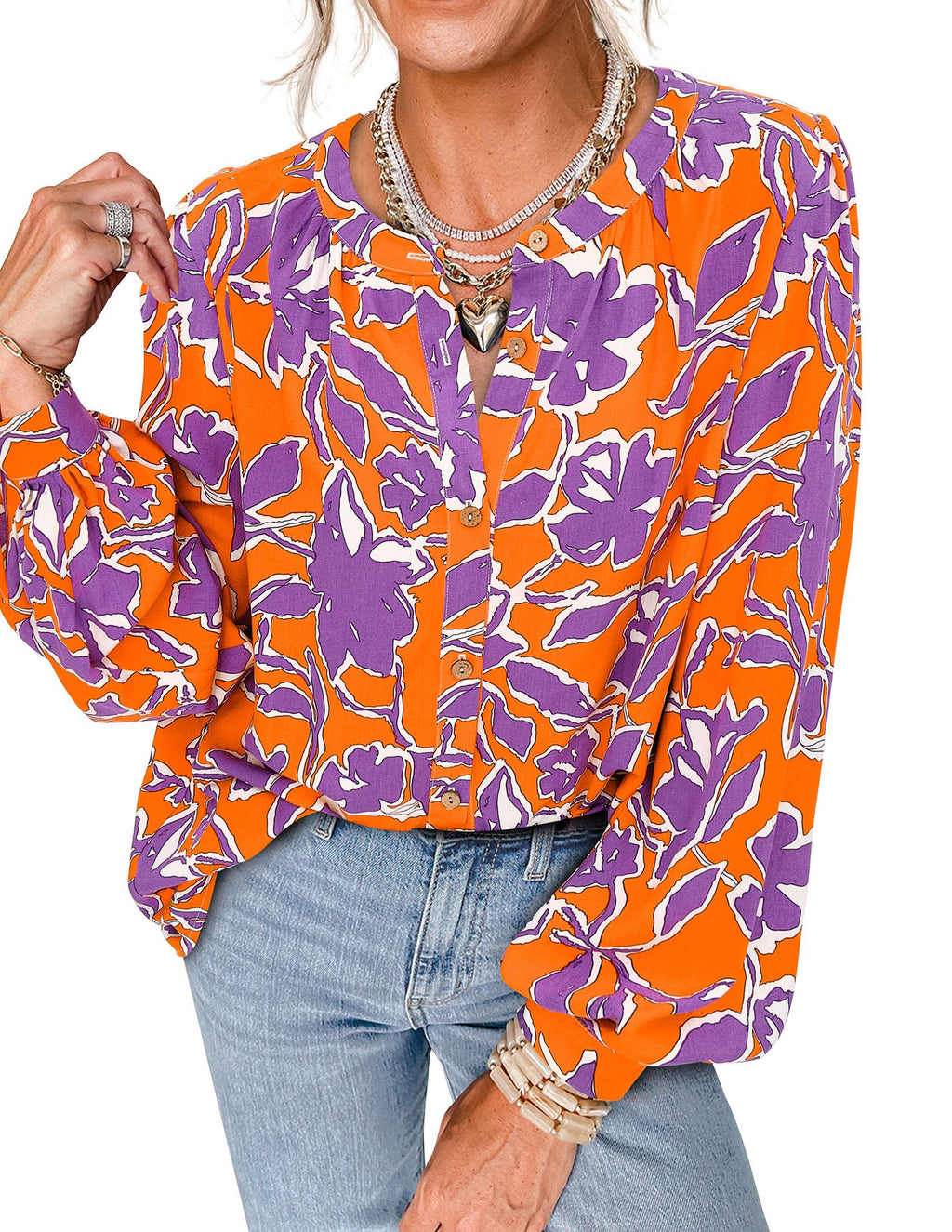 PRETTYGARDEN Women's Floral Button Down Blouse Fall Fashion Dressy Casual Long Sleeve Oversized Shirts Top Boho Clothes