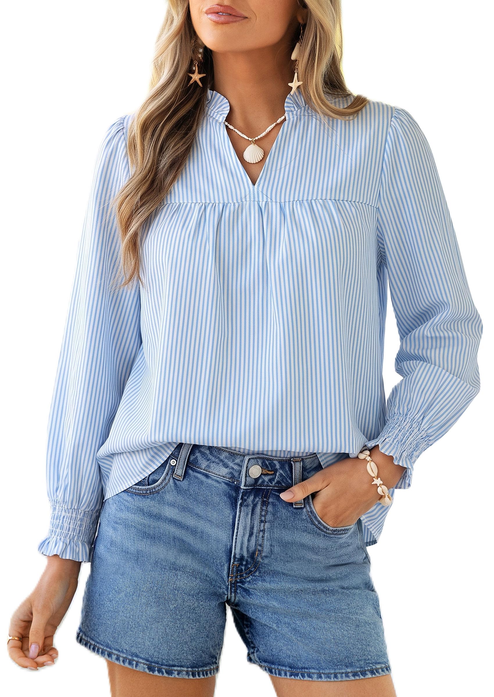 PRETTYGARDEN Women's Boho Floral Blouses Dressy Casual