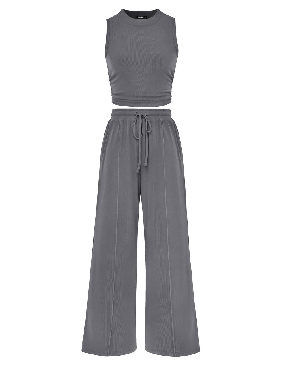BTFBM Summer Outfits For Women Cropped Sleeveless Tank Tops Wide Leg Pants 2 Piece Sets Beach Lounge Set Clothing