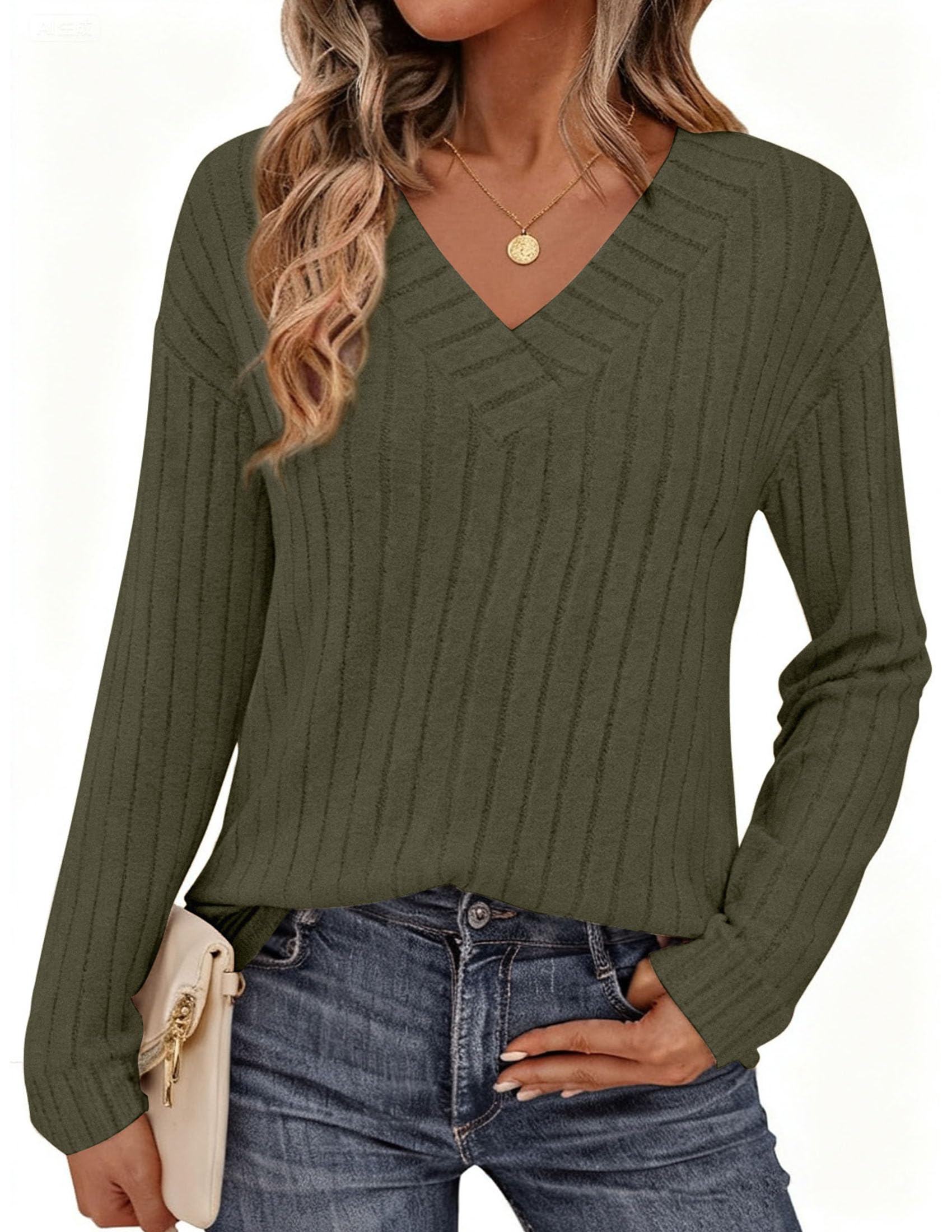 PRETTYGARDEN Women's Long Sleeve Henley Shirts Fall Casual Ribbed Tunic Tops Lightweight Sweaters Fashion Clothing
