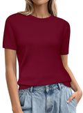 PRETTYGARDEN Women's Short Sleeve Sweaters Spring Crew Neck Knit Work Shirts Business Casual Tops Summer Fashion Clothes