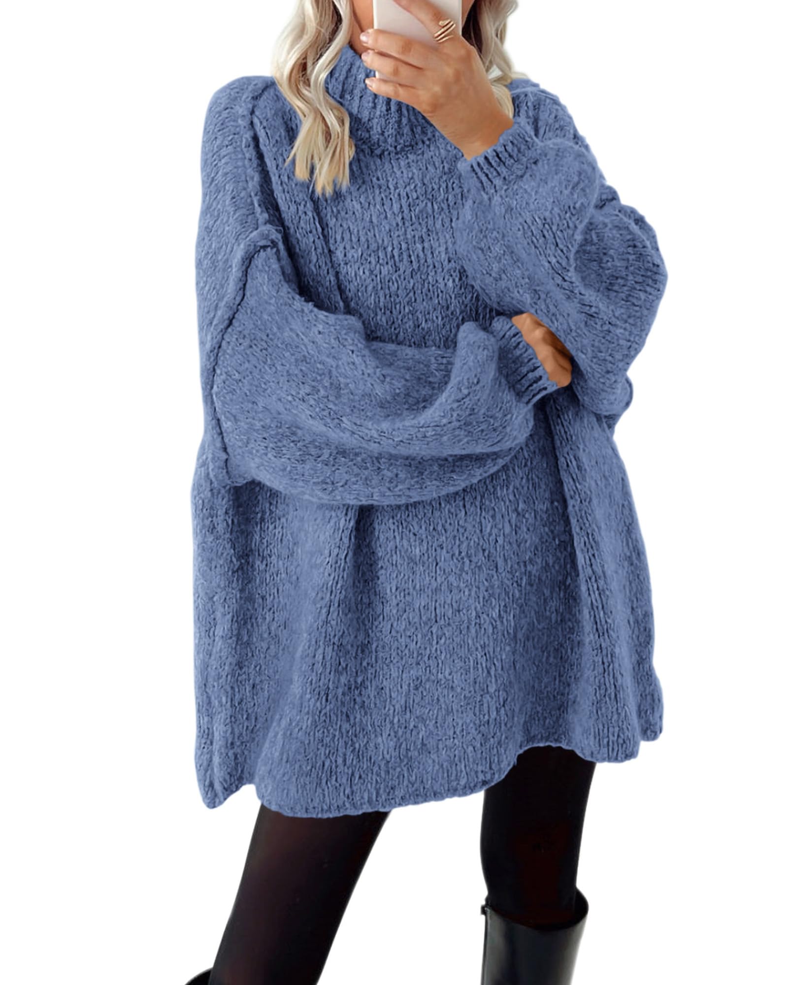 BTFBM Sweaters for Women Fall Long Sleeve Mock Neck Cable Knit Oversized Sweater Pullover Tops Thick Winter Clothes