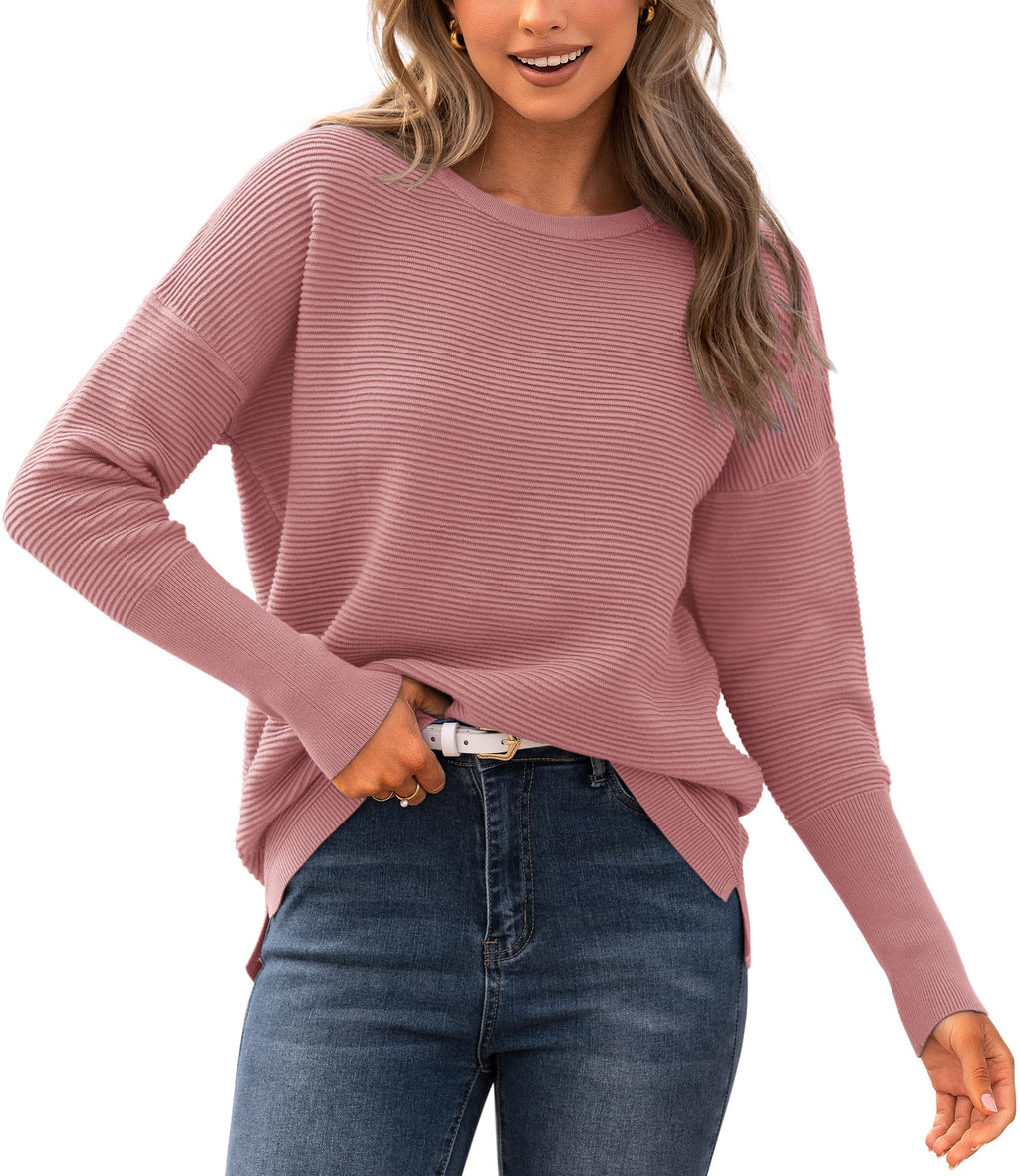 FreshPrettyFall Sweaters for Women Casual Long Sleeve Sweater Striped Loose Fit Pullover Tops