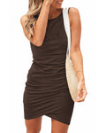 FreshPretty Women Summer Dresses Sleeveless Tank Ruched Bodycon Sundresses for Women Party Beach Mini Casual Spring Dress