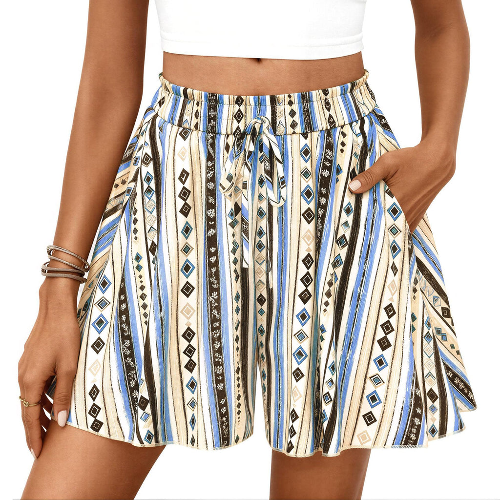 PRETTYGARDEN Women's Flowy Shorts Summer Fashion Beach Vacation Clothes Casual High Waist Wide Leg Ruffle Shorts