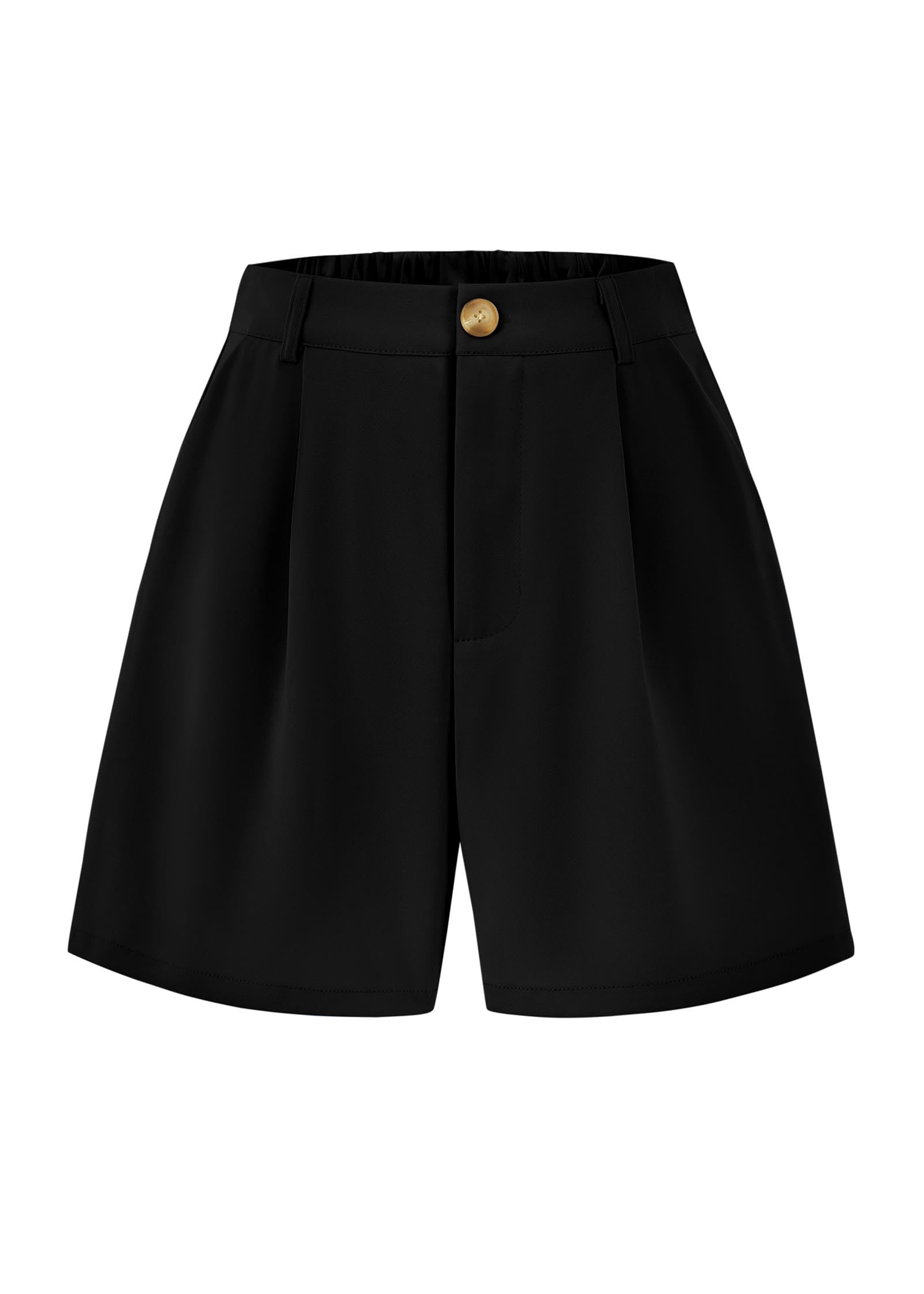 FreshPretty Shorts for Women Dressy Casual Summer Elastic Waist in The Back Pleated Wide Leg Tailored Work Trouser Shorts