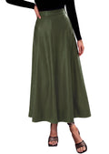 PRETTYGARDEN Womens Faux Leather High Waisted Midi Skirt | Flowy A Line Pleated Skirts, Elegant Swing Flared, Work Business Casual Outfits, Fall Winter Fashion Clothes
