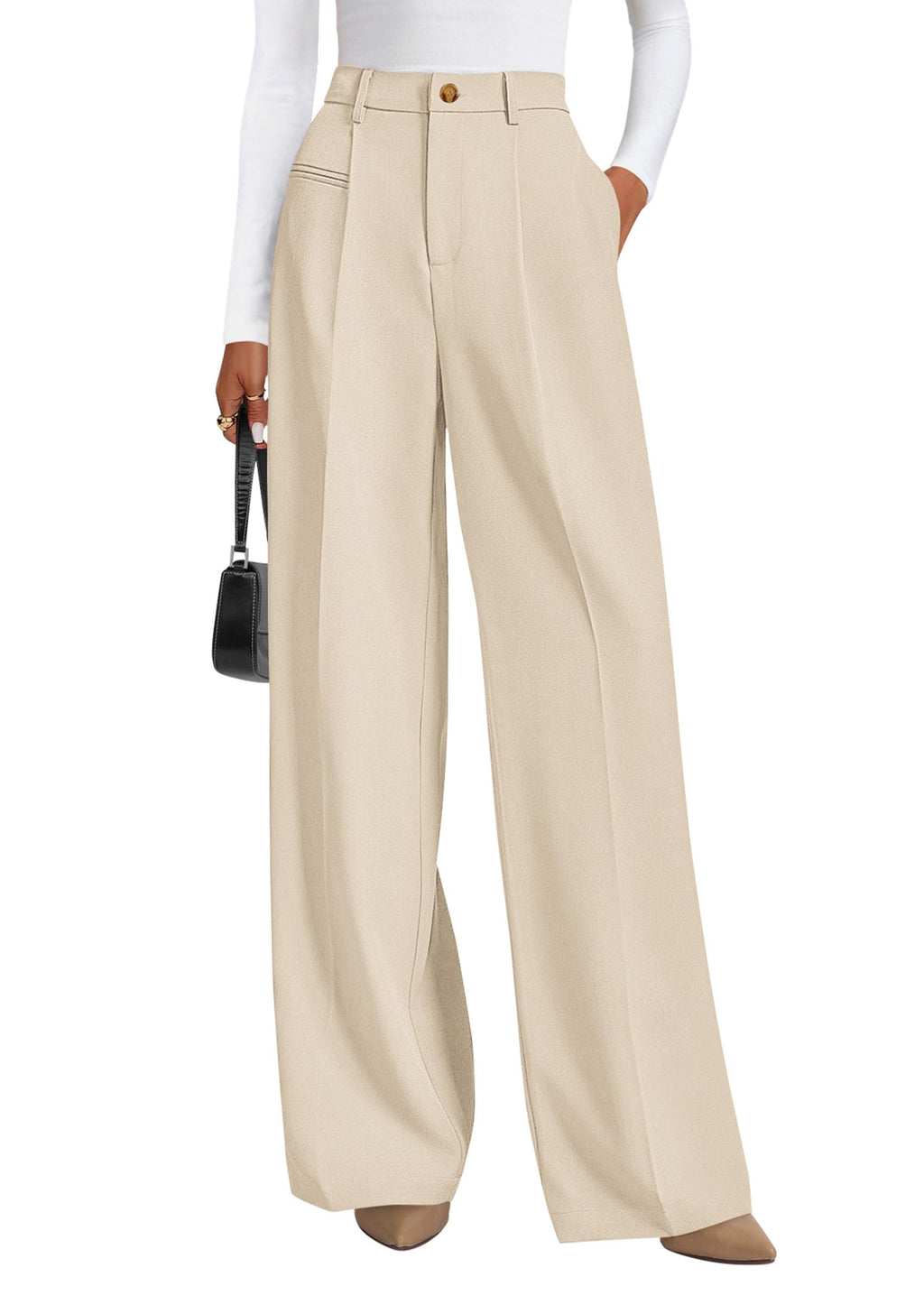 PRETTYGARDEN Womens Wide Leg Dress Pants Business Casual Flowy Work Palazzo Pants High Waisted Slacks Trousers