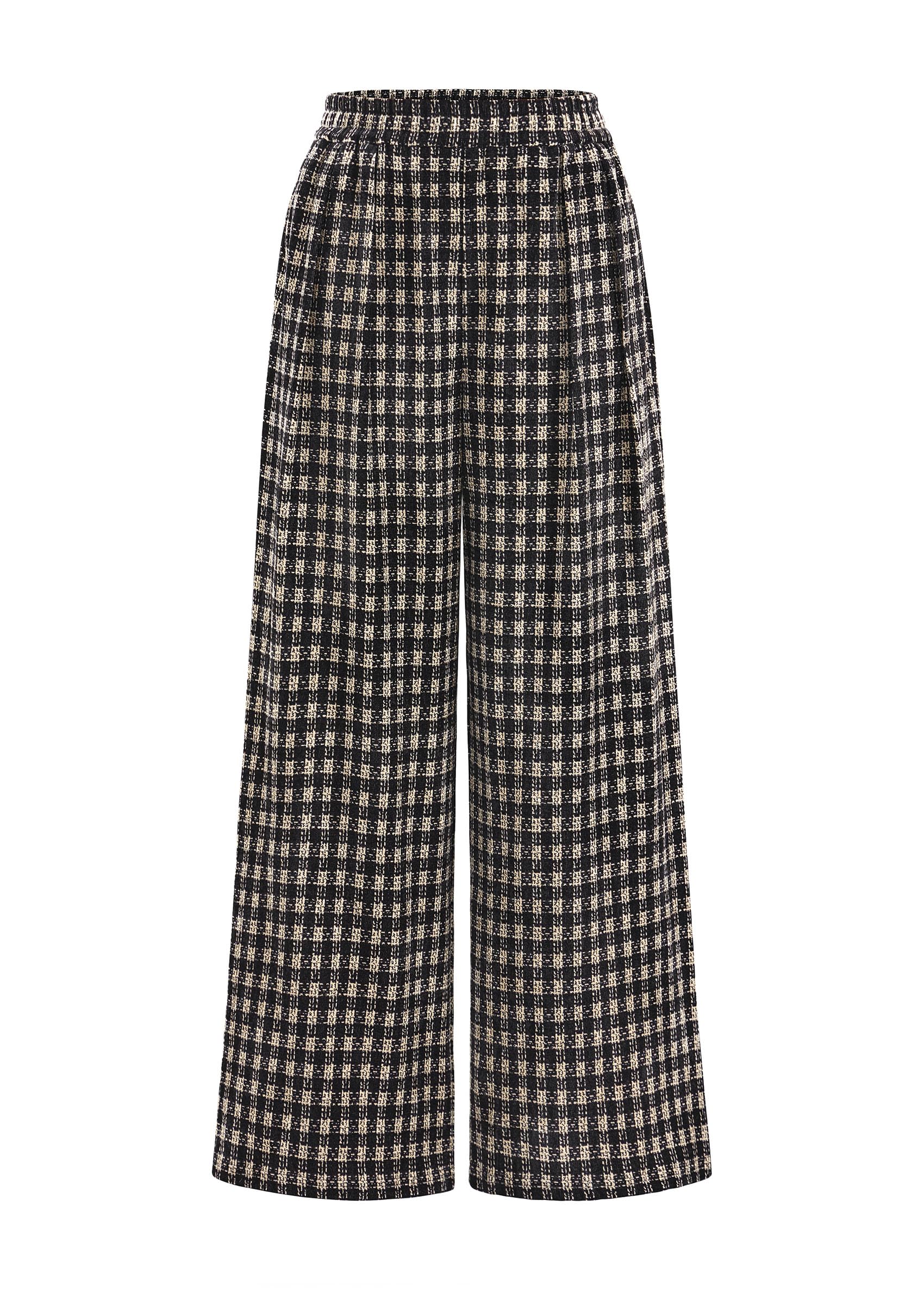 PRETTYGARDEN Casual Women's Pants Elastic Waist Palazzo Long Pajama Wide Leg Trousers Knit Fall Outfits with Pockets