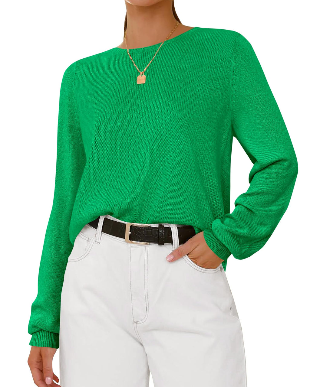 BTFBM Womens Long Sleeve Crew Neck Sweaters Spring Casual Classic Soft Loose Fit Basic Pullover Jumper Knit Top