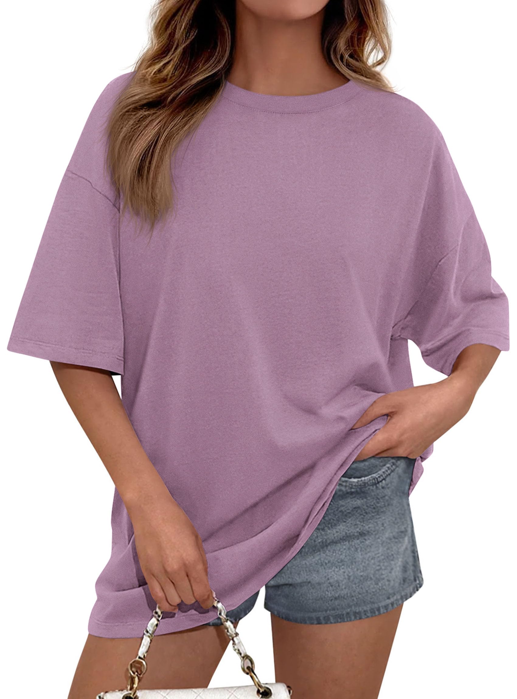 PRETTYGARDEN Women's Spring Going Out Tops Casual Short Sleeve Crewneck Loose Fit Basic Cute Tee Shirts Summer Outfits