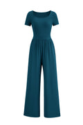 PRETTYGARDEN Women's Summer One Piece Jumpsuits Dressy Casual Short Sleeve Square Neck Wide Leg Rompers Travel Outfit Clothes