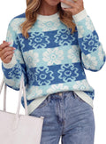 PRETTYGARDEN Women's Floral Crewneck Sweater Knit Pullover Loose Fit, Chunky Knit Sweaters Tops, Dressy Casual Work Vacation Holiday Outfits, Womens Fall Fashion, Winter Clothes