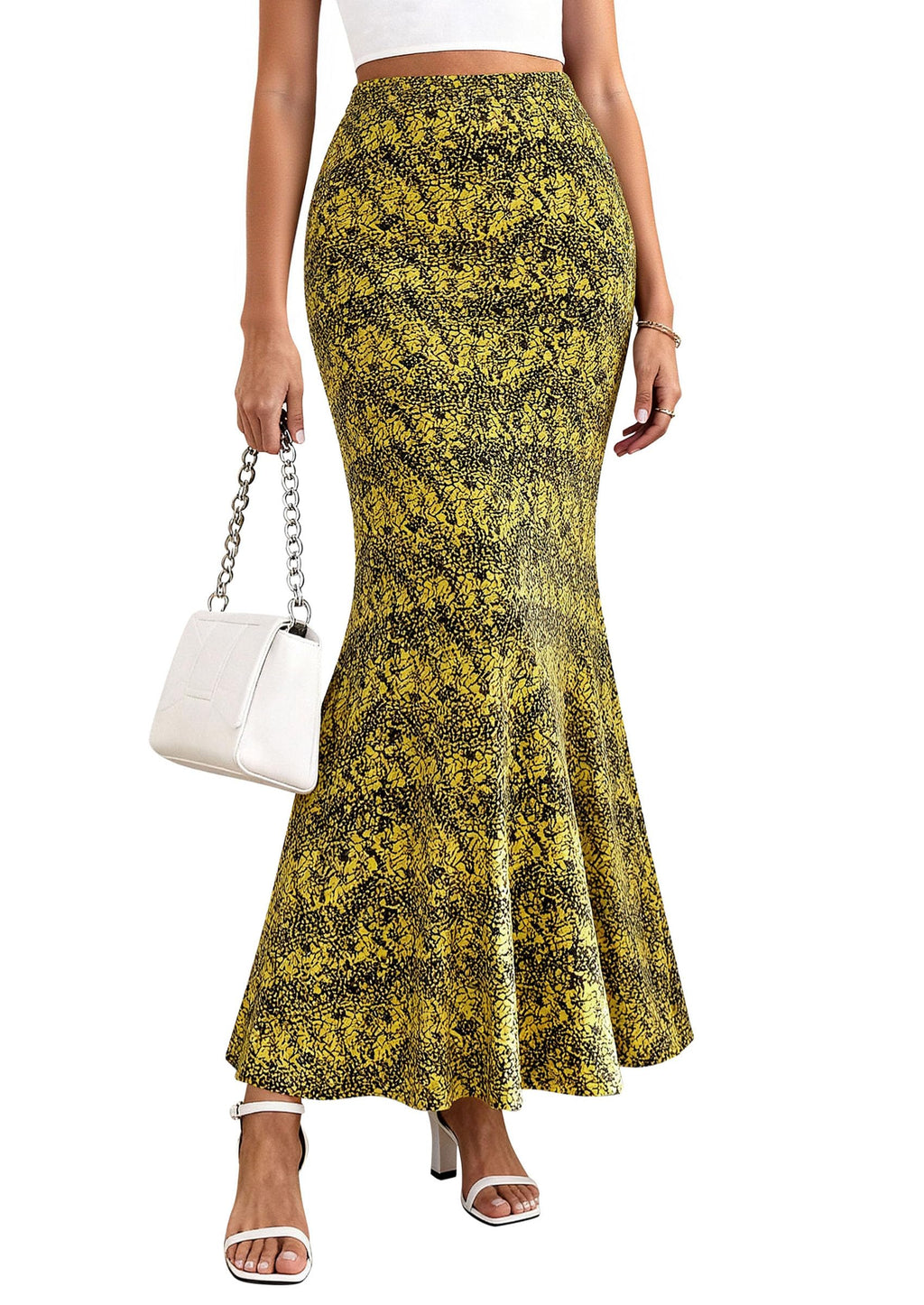 PRETTYGARDEN Maxi Skirts for Women Summer Flowy High Waisted Polka Dot Mermaid Office Work Spring Fashion Long Skirt