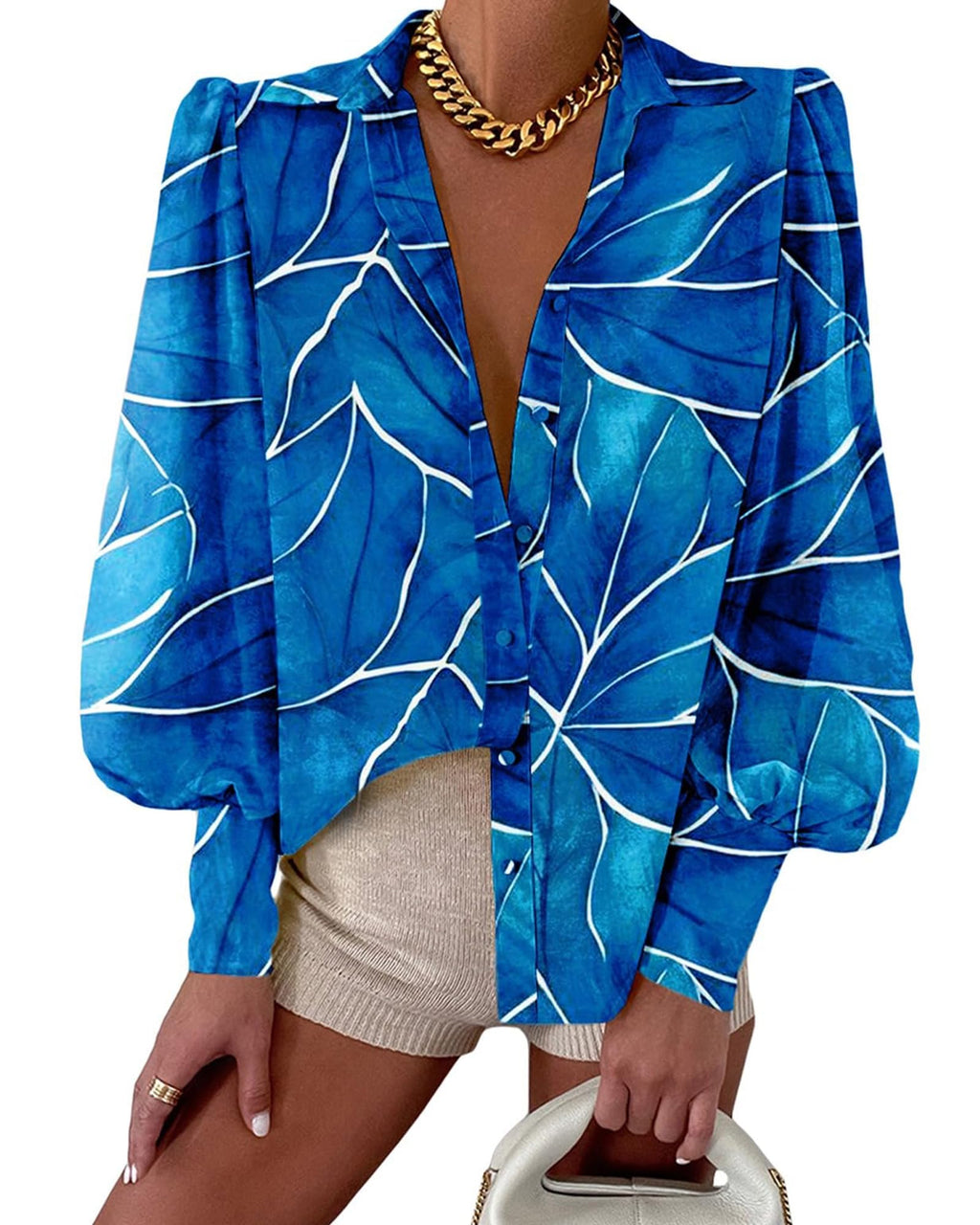 BTFBM Women Fashion Button Down Shirts V Neck Boho Printed Long Sleeve Blouses Dressy Casual Spring Fall Tops