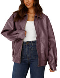 PRETTYGARDEN Women's Faux Leather Motorcycle Jacket Trendy Fall Spring Clothes Oversized Zip Up Winter Coat Outerwear