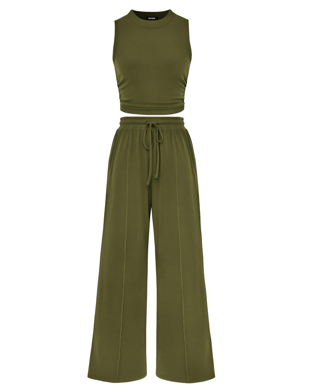 BTFBM Summer Outfits For Women Cropped Sleeveless Tank Tops Wide Leg Pants 2 Piece Sets Beach Lounge Set Clothing
