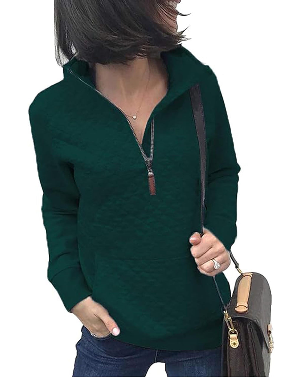 BTFBM Women Fashion Quilted Pattern Lightweight Zipper Long Sleeve Plain Casual Ladies Sweatshirts Pullovers Shirts Tops