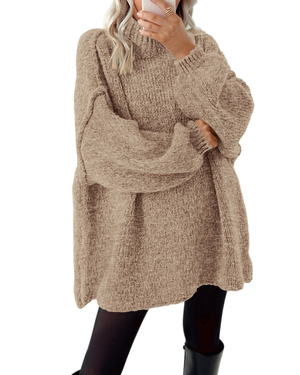 BTFBM Sweaters for Women Fall Long Sleeve Mock Neck Cable Knit Oversized Sweater Pullover Tops Thick Winter Clothes