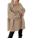 BTFBM Sweaters for Women Fall Long Sleeve Mock Neck Cable Knit Oversized Sweater Pullover Tops Thick Winter Clothes
