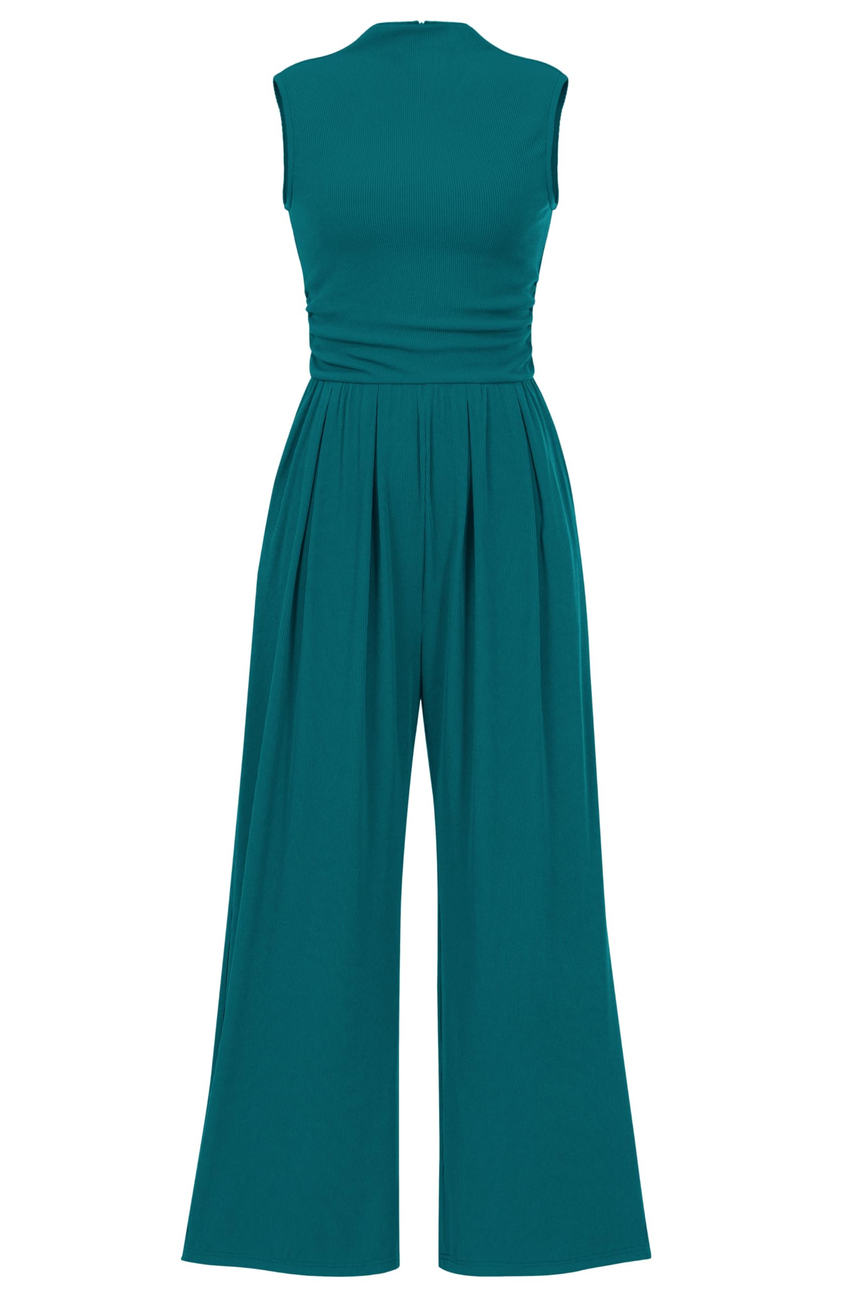 PRETTYGARDEN Womens Summer Jumpsuits Dressy Casual One Piece Outfits Sleeveless Mock Neck Wide Leg Pants Rompers with Pockets